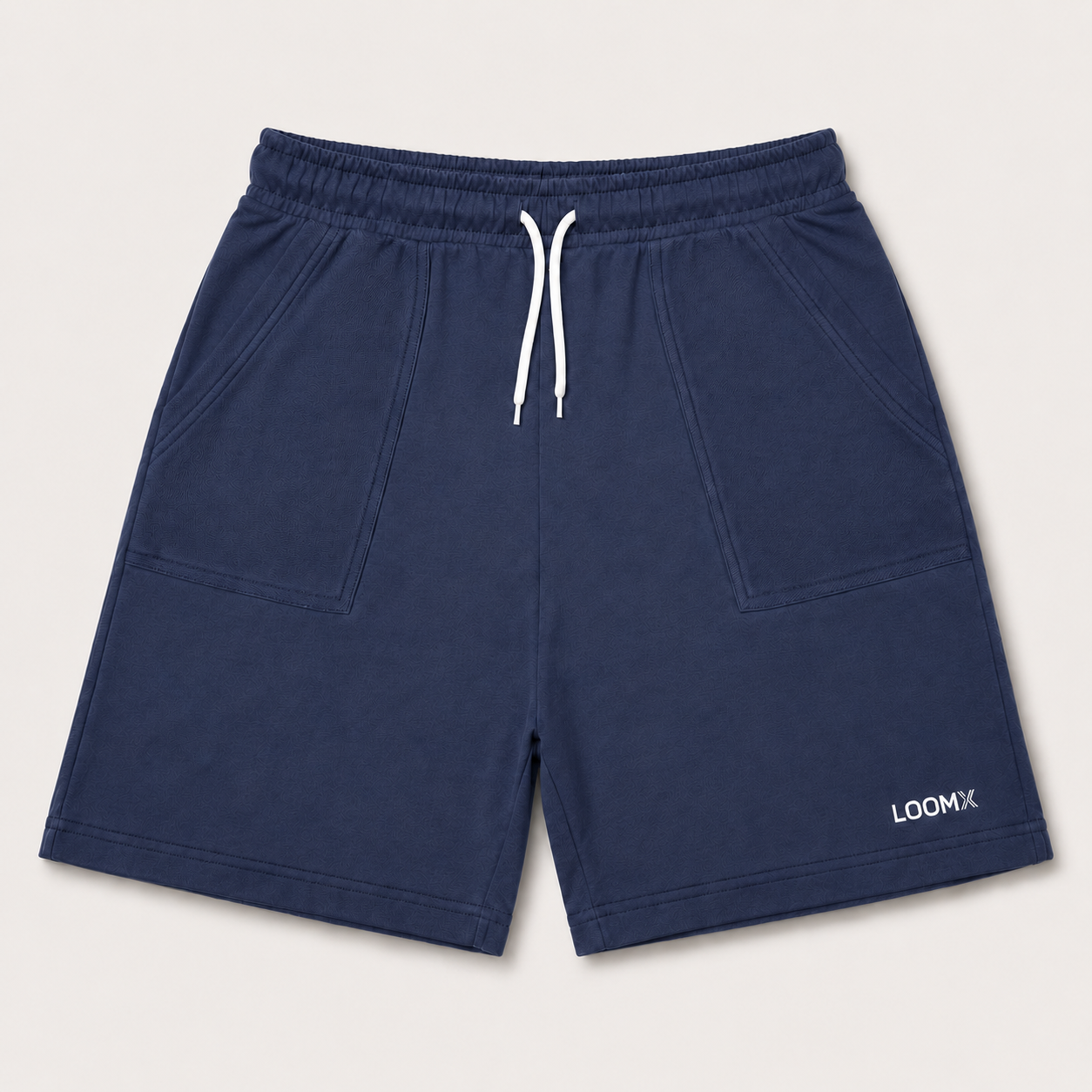 Washed Navy Utility Shorts Front View