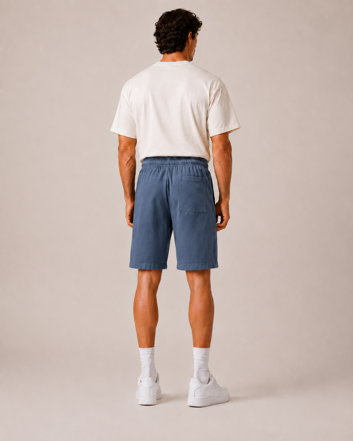 Washed Navy Utility Shorts Model Back View