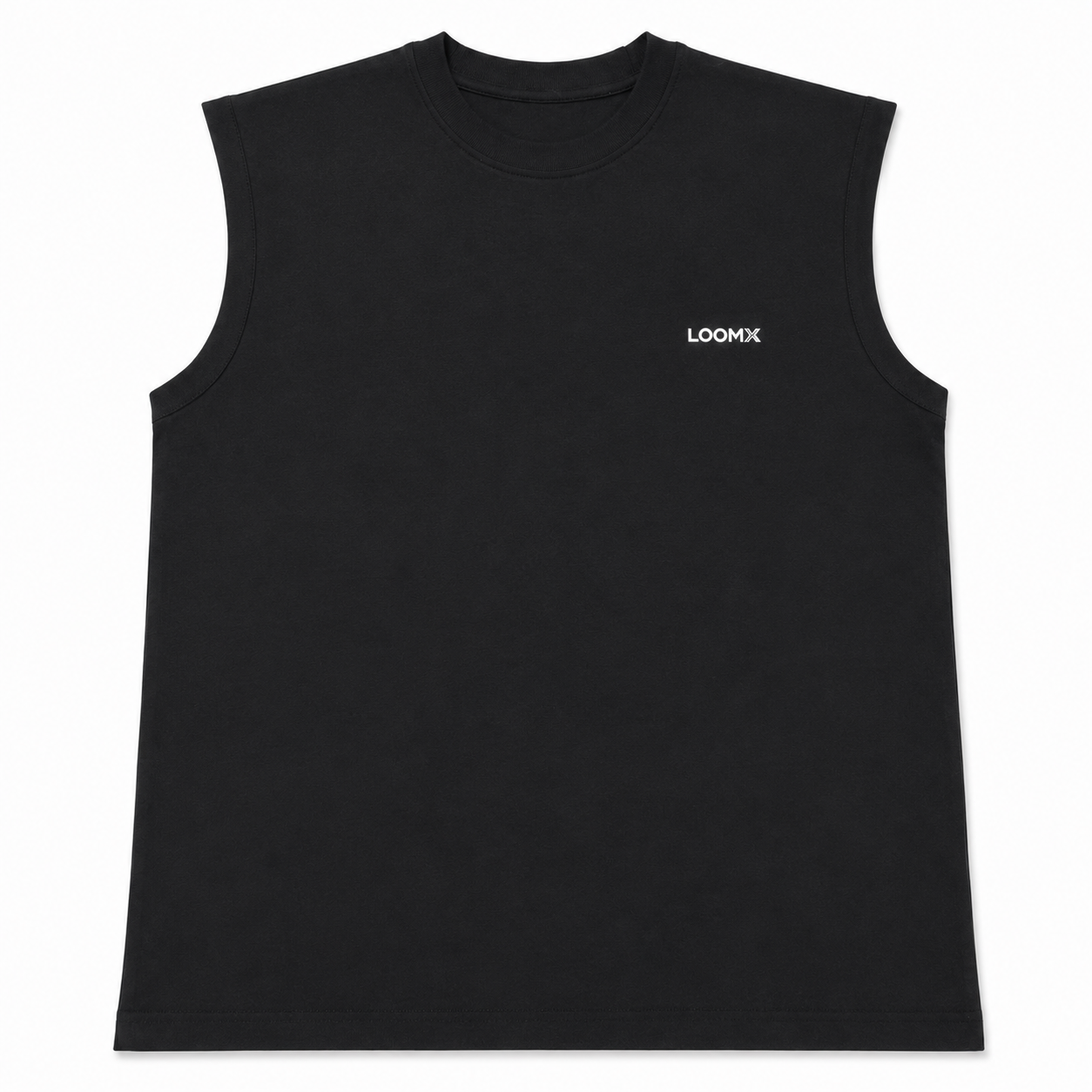 Black Muscle Tee Front View