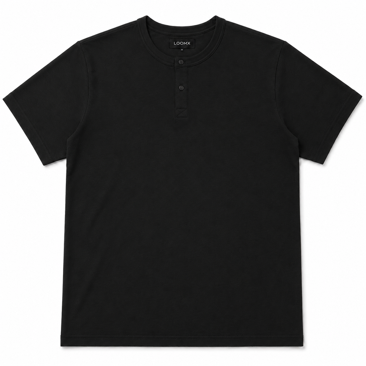 Black Scuba Henley Tee Front View