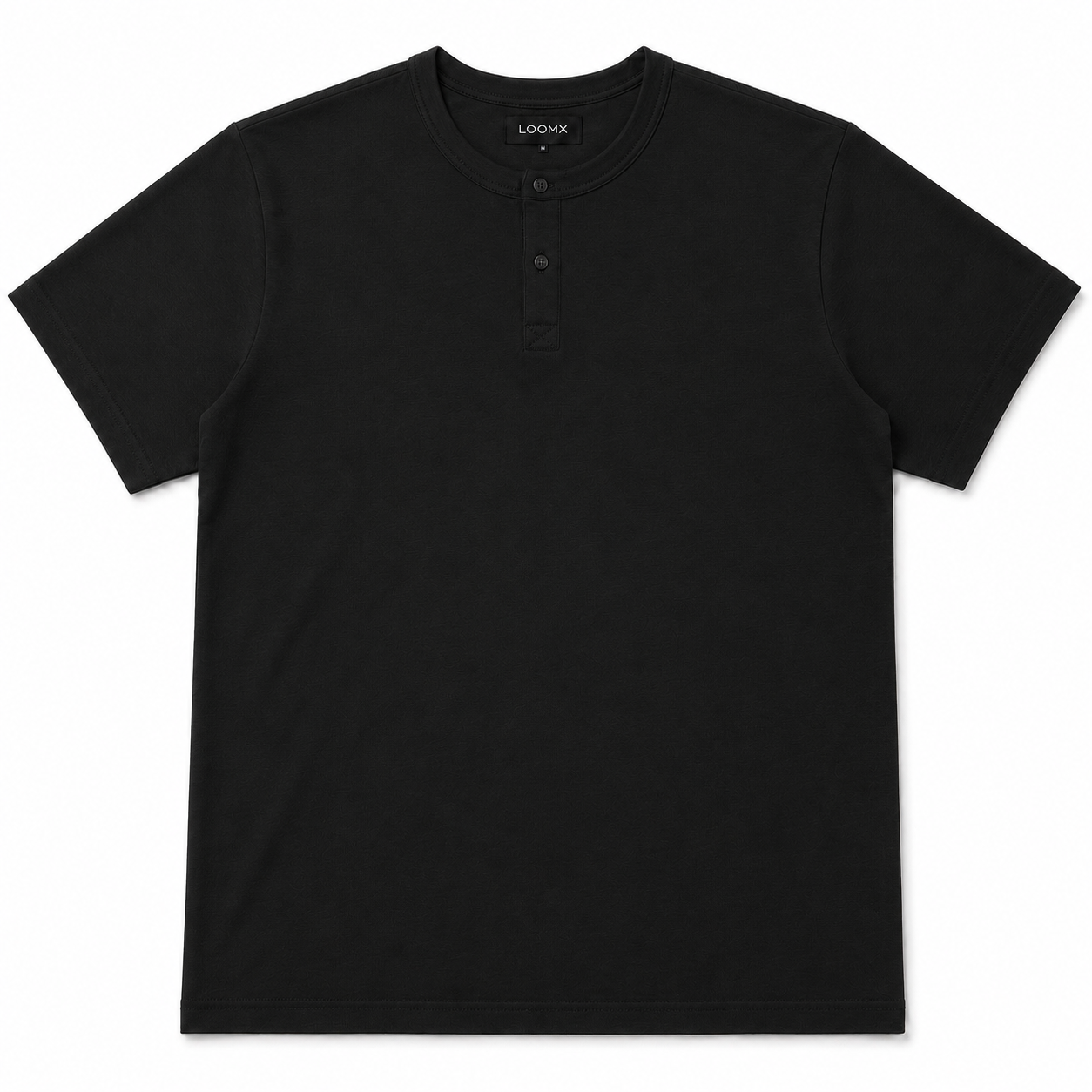 Black Scuba Henley Tee Front View