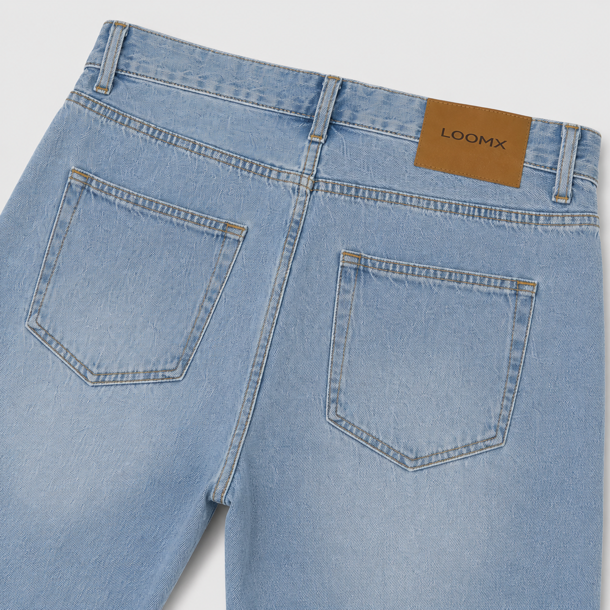 Frozen Sky Loose Fit Denim Back View Close Up