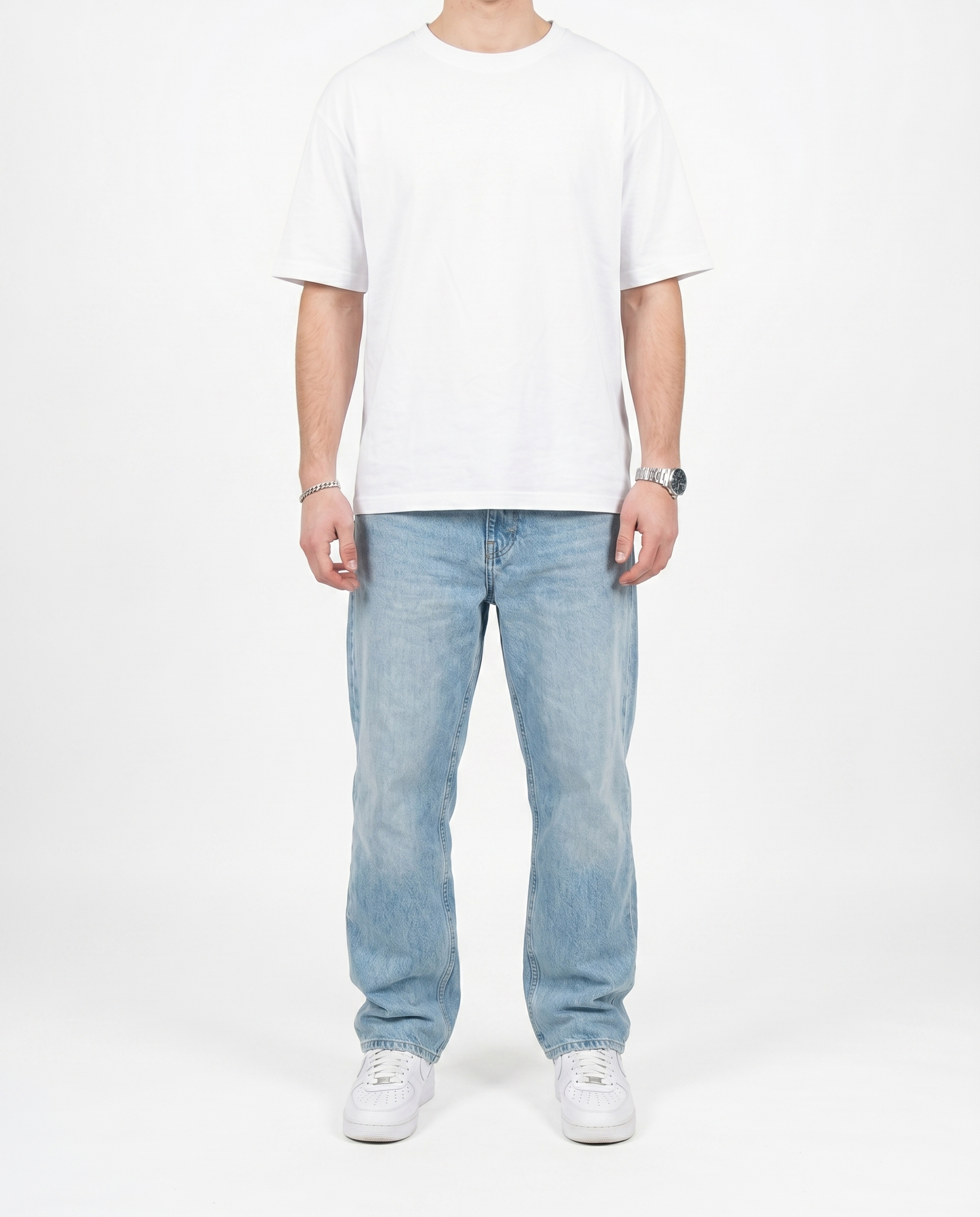 Frozen Sky Loose Fit Denim Front Model View