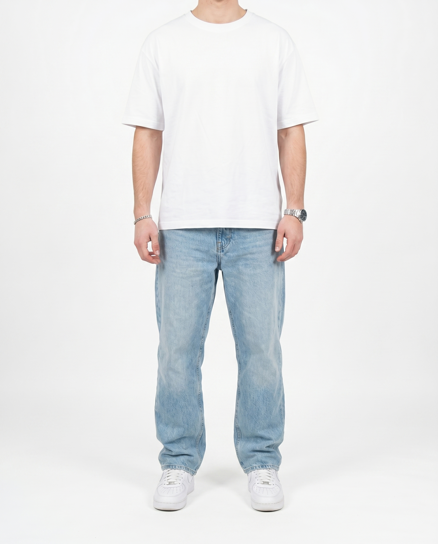 Frozen Sky Loose Fit Denim Front Model View