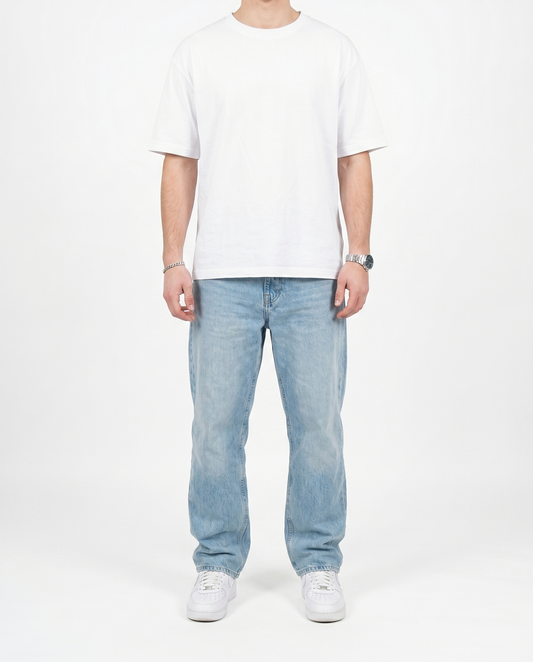 Frozen Sky Loose Fit Denim Front Model View