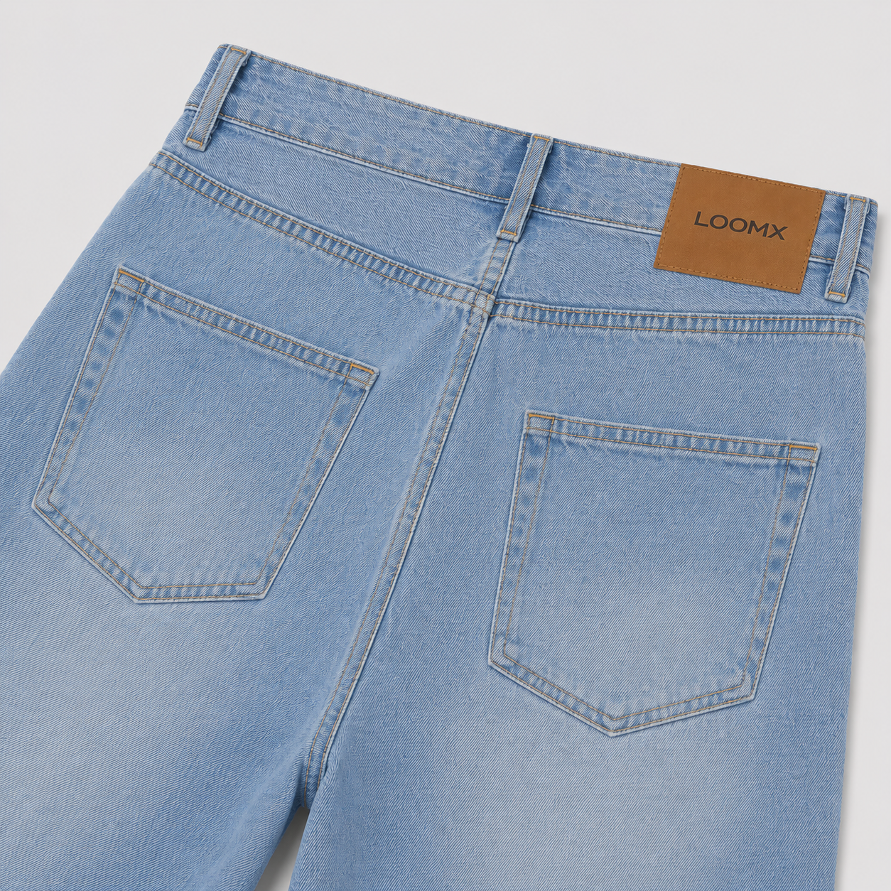 Glacier Wash Denim Jorts Back View Close Up
