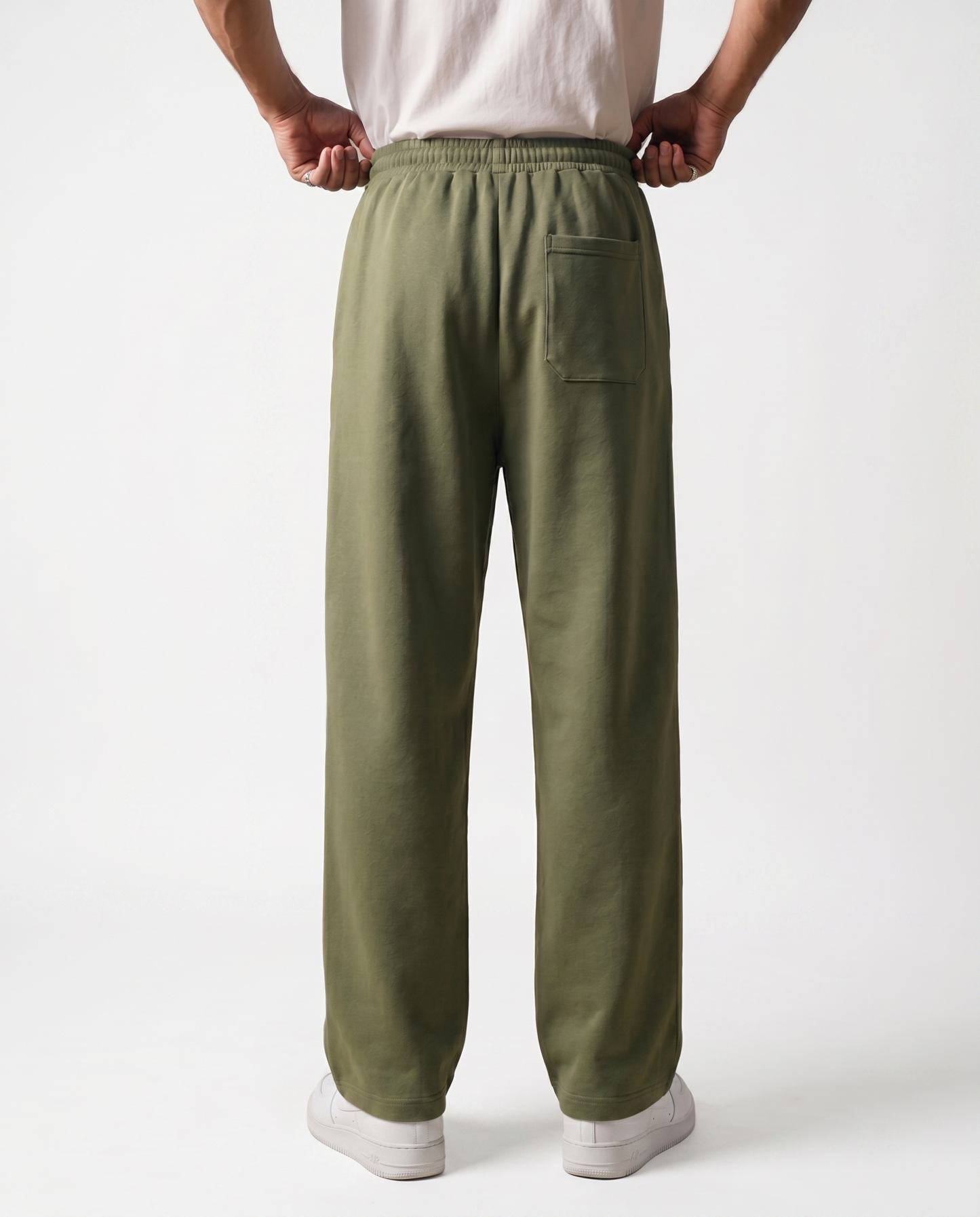 Green Pleated Baggy Trouser Back Model View