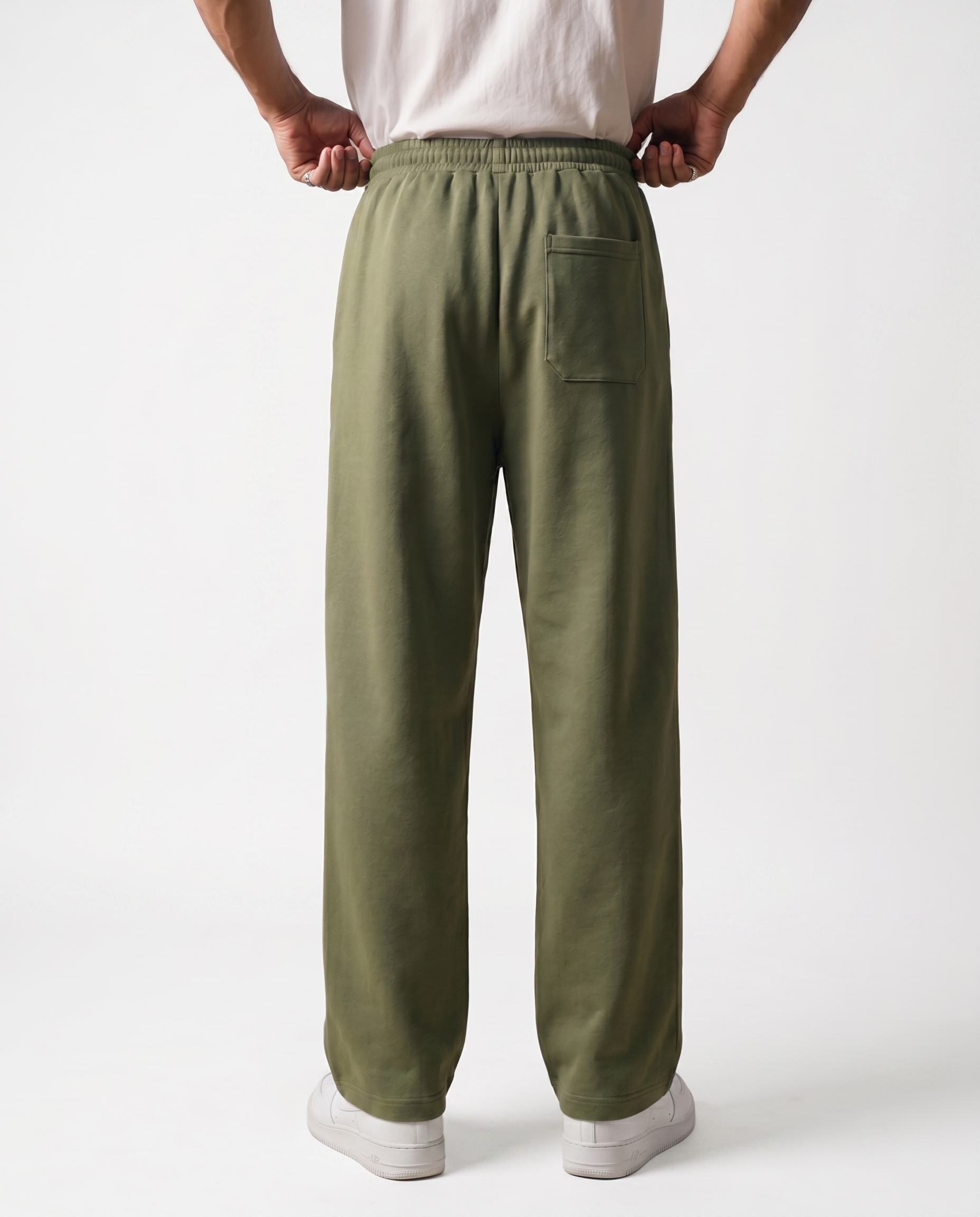 Green Pleated Baggy Trouser Back Model View