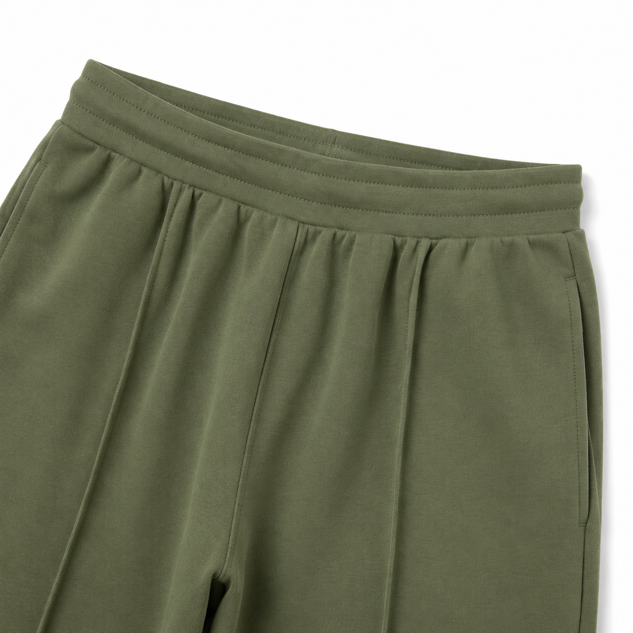 Green Pleated Baggy Trouser Front View Close Up