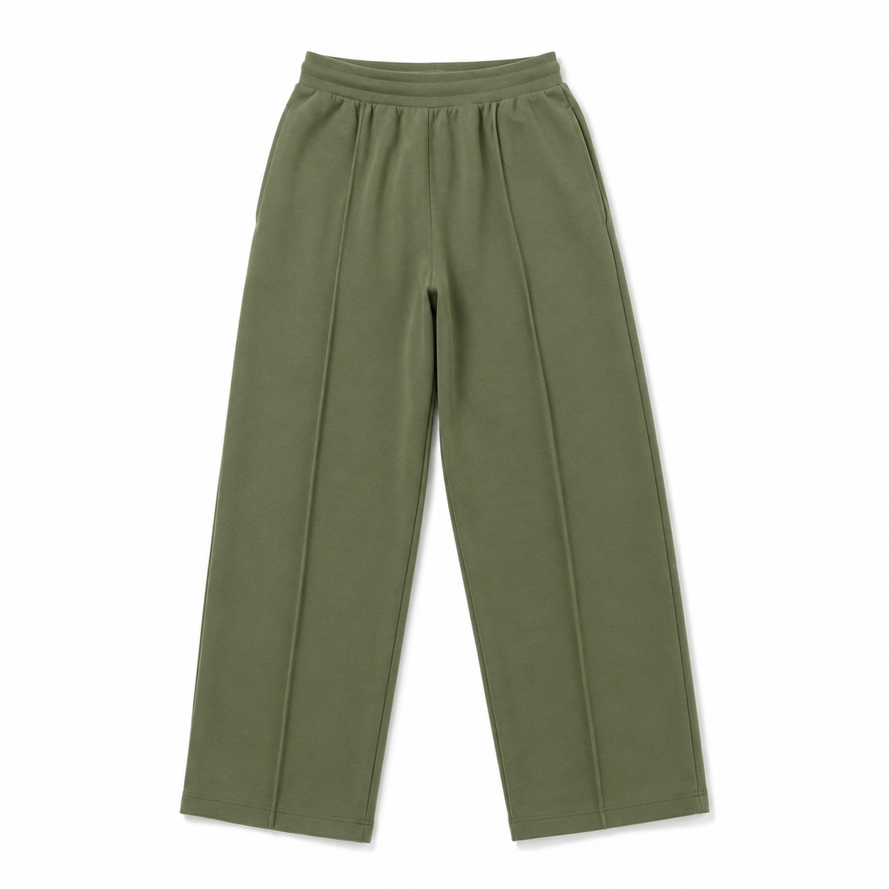 Green Pleated Baggy Trouser Front View