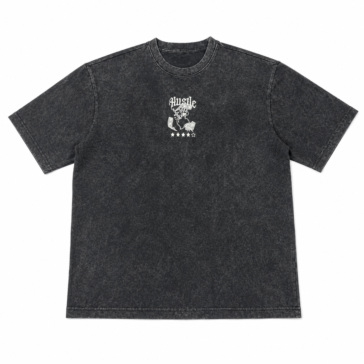 Hustle Acid Wash Oversized Graphic Tee Front View