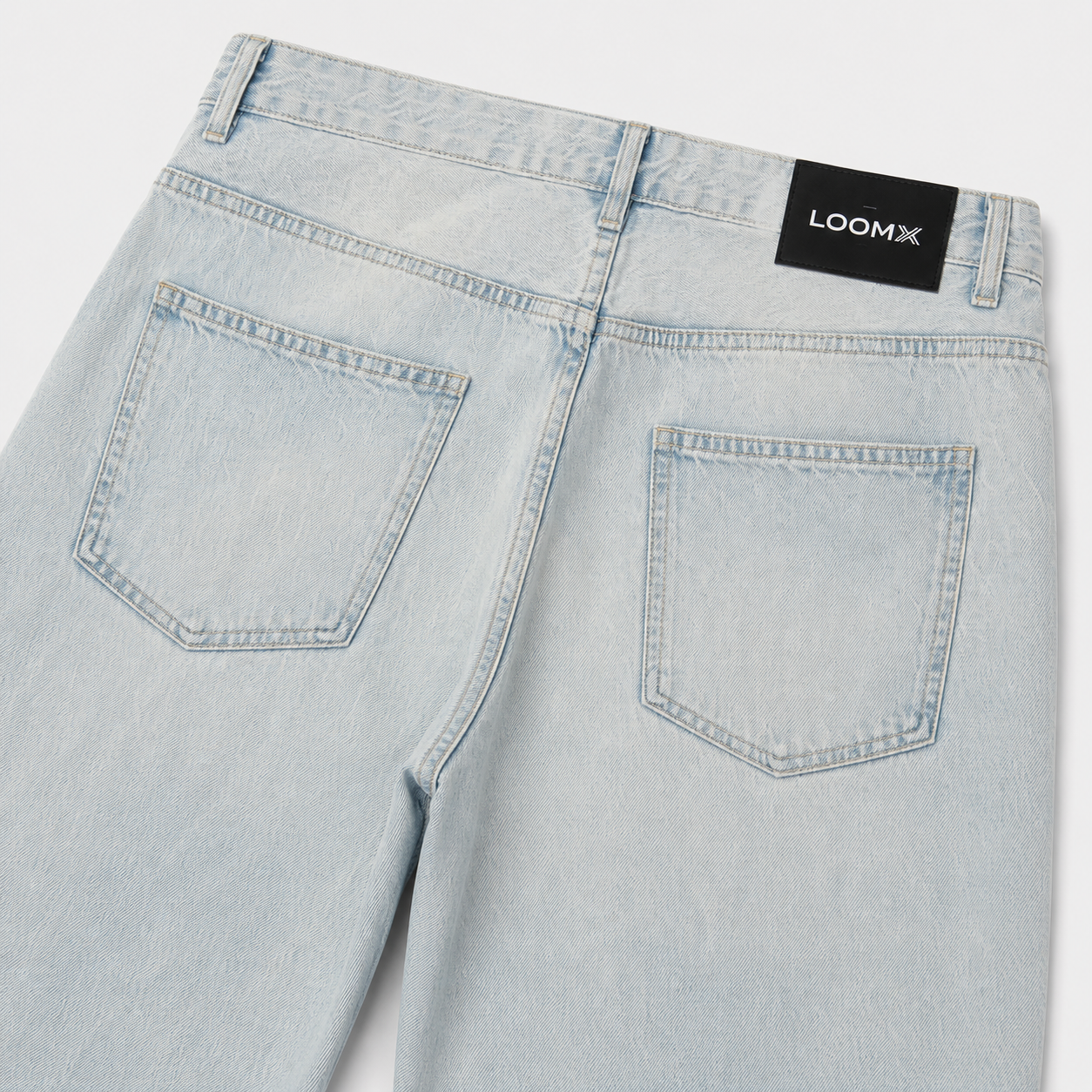 Ice Wash Baggy Denim Back View Close Up