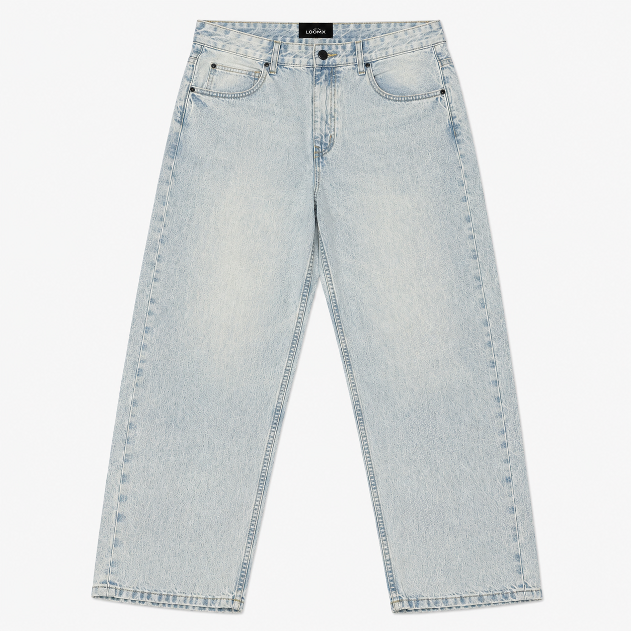 Ice Wash Baggy Denim Front View