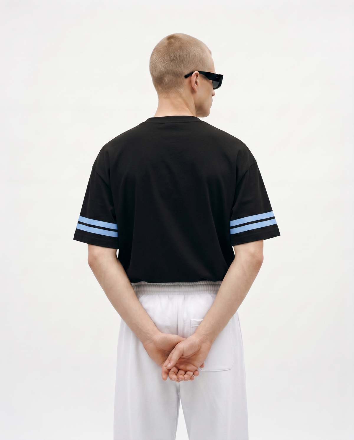 Icy Rebel 19 Oversized Tee Back Model View With Sleeve Stripes