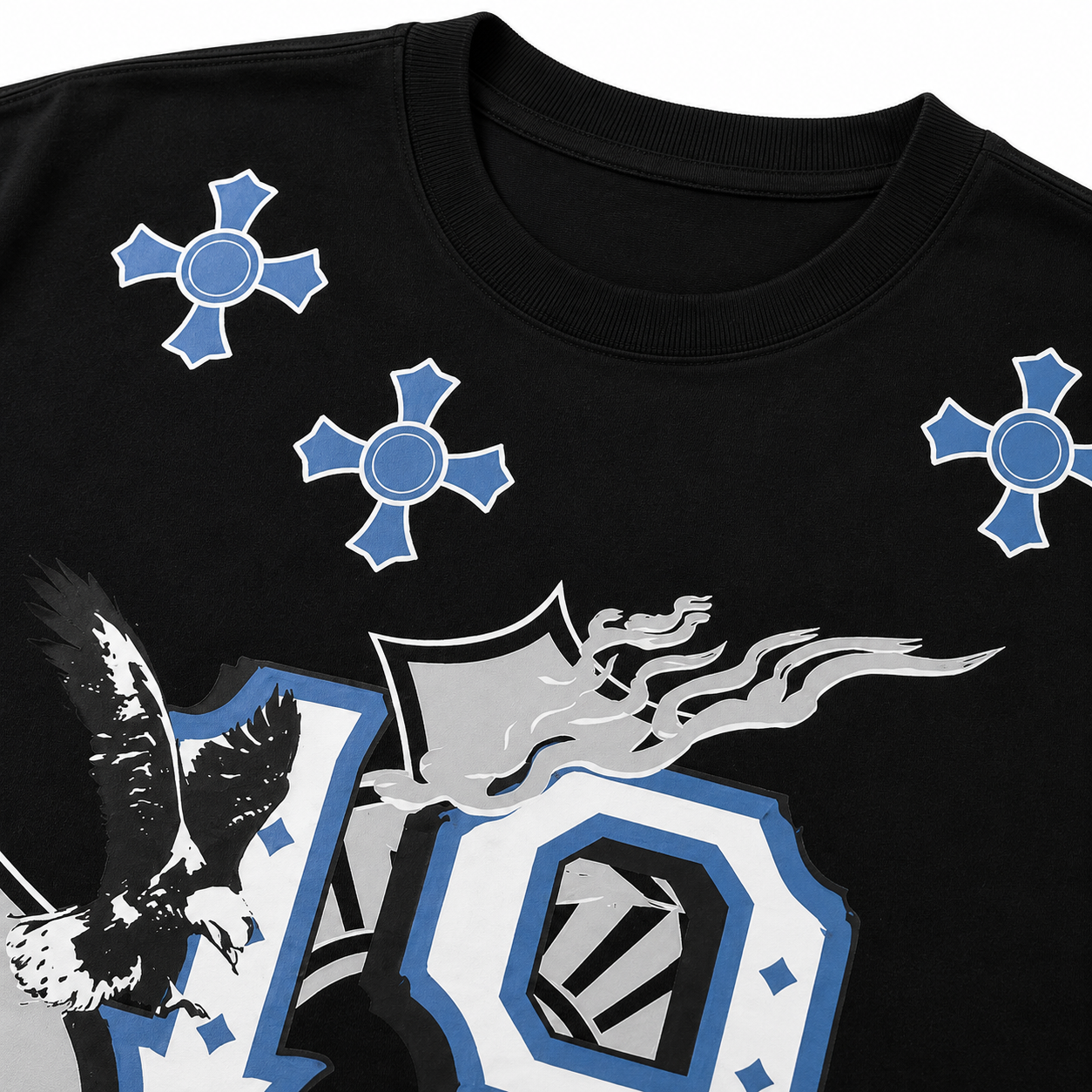 Icy Rebel 19 Oversized Graphic Tee Front Design Close Up View