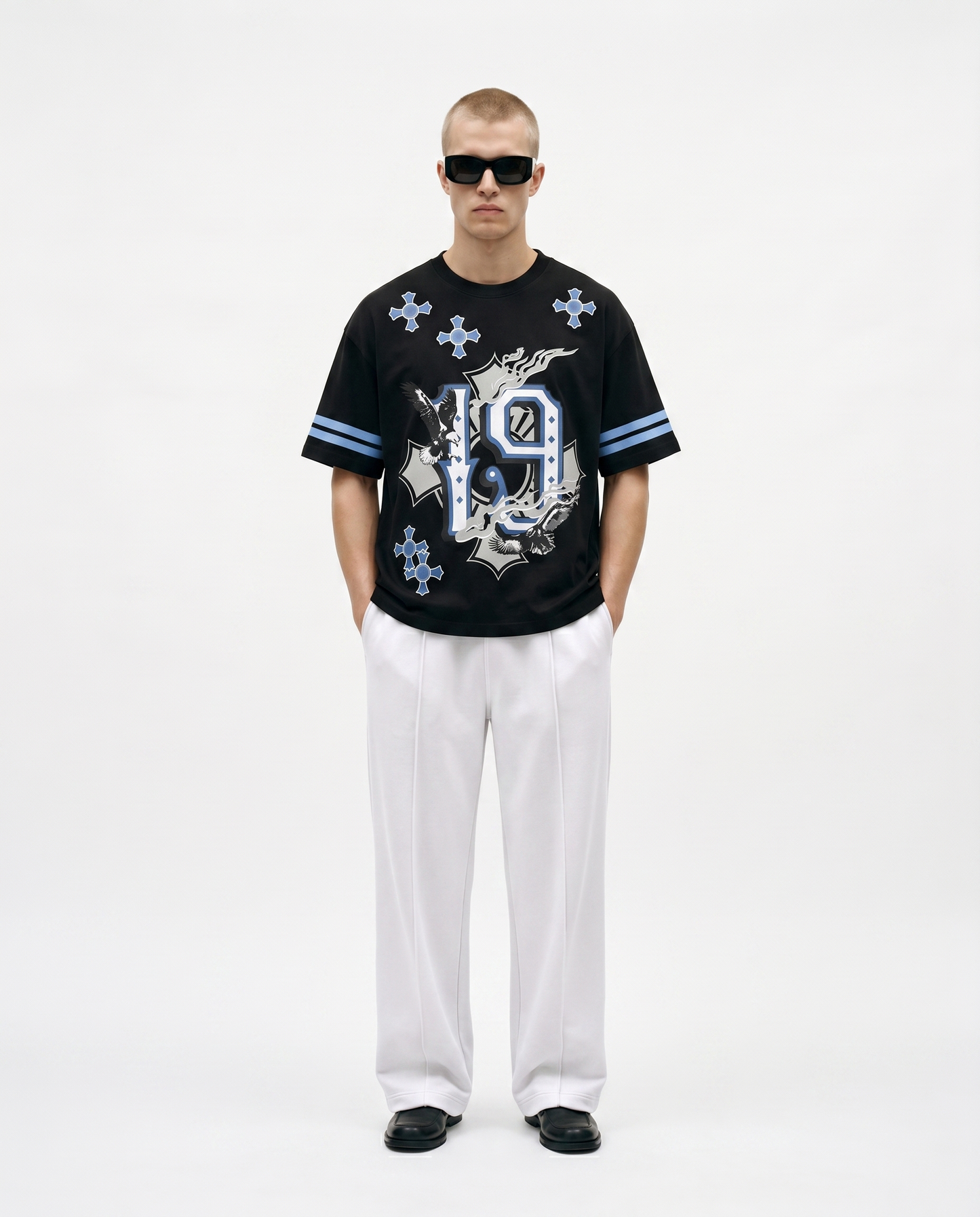 Icy Rebel 19 Oversized Graphic Tee Front Model Design
