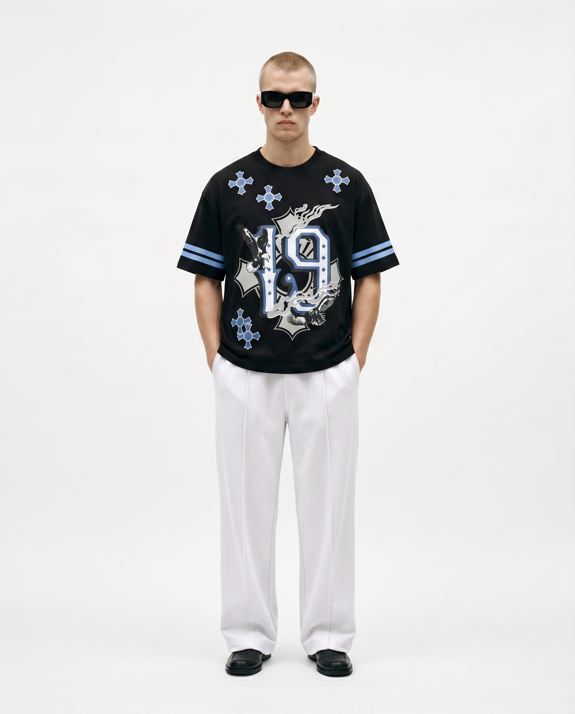 Icy Rebel 19 Oversized Graphic Tee Front Model Design