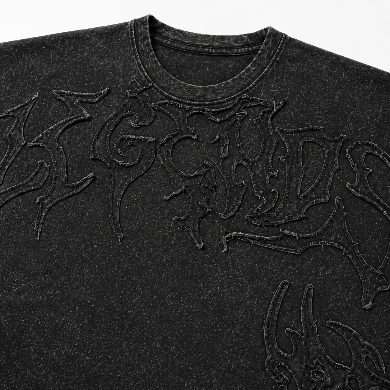 Legends Acidwashed Oversized Tee Front Embroidered Design Close Up