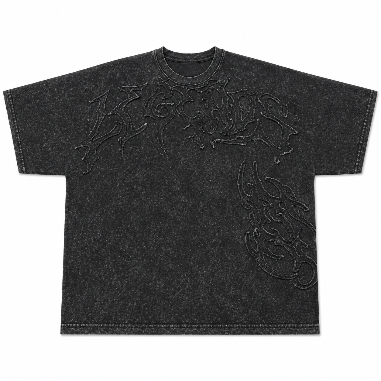 Legends Acidwashed Oversized Tee Front Embroidered Design