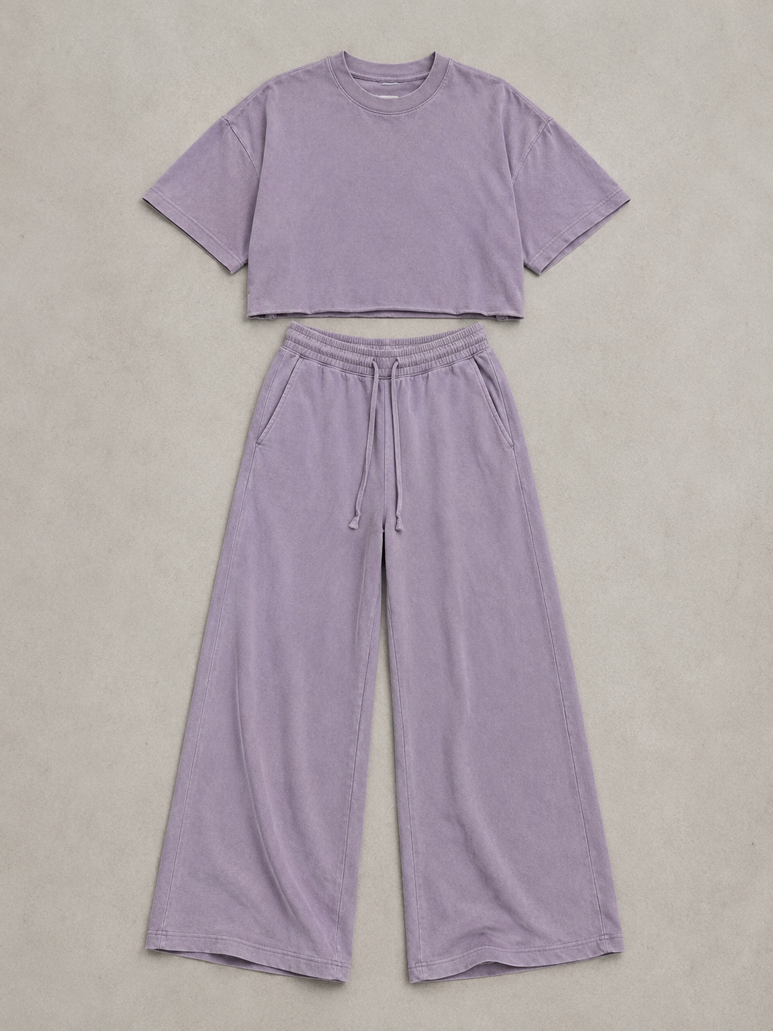 Lilac Cropped Tee With Wide Leg Trouser from Women’s Relaxed Co-ord Set