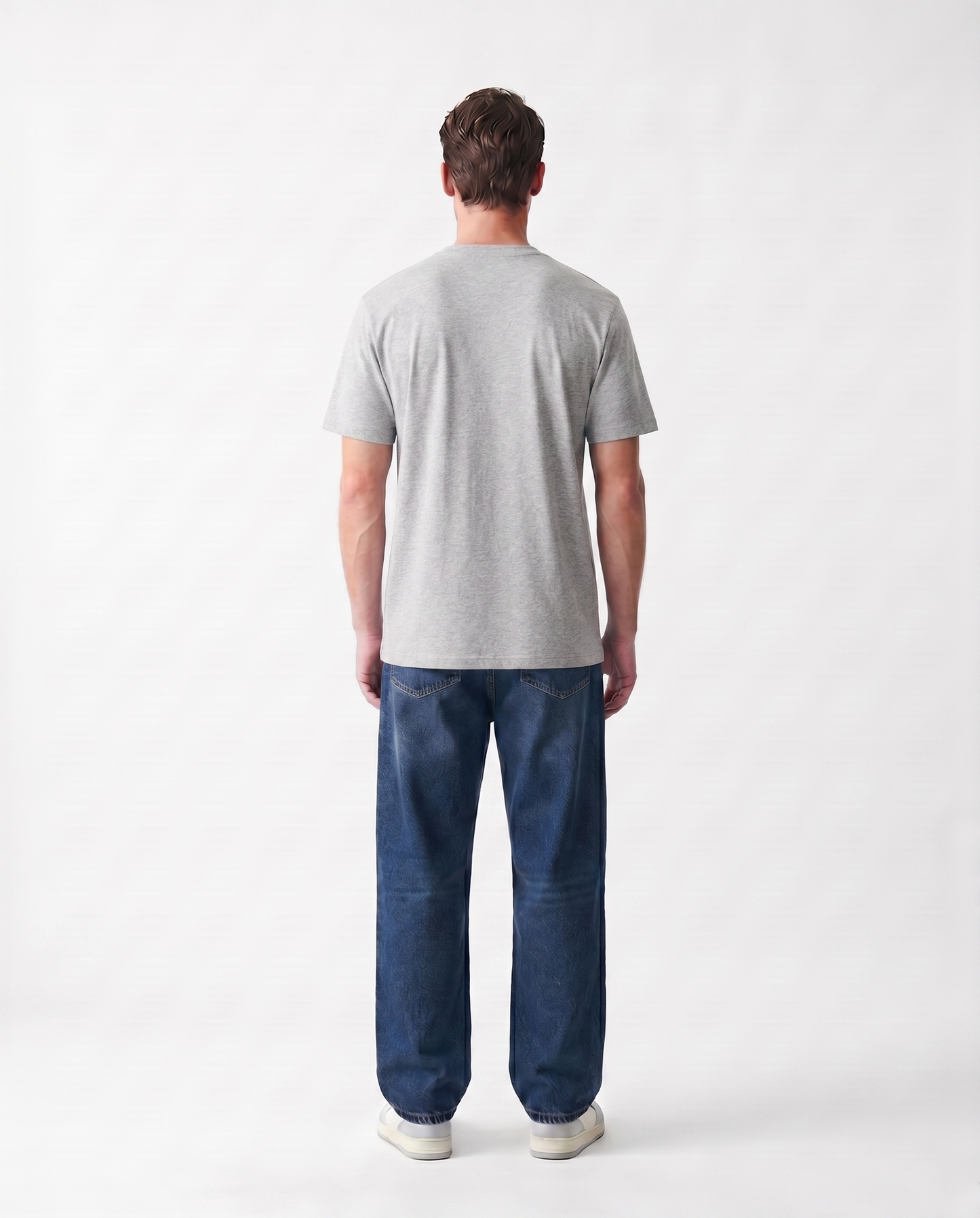 LoomX ash grey regular fit unisex tee back model view