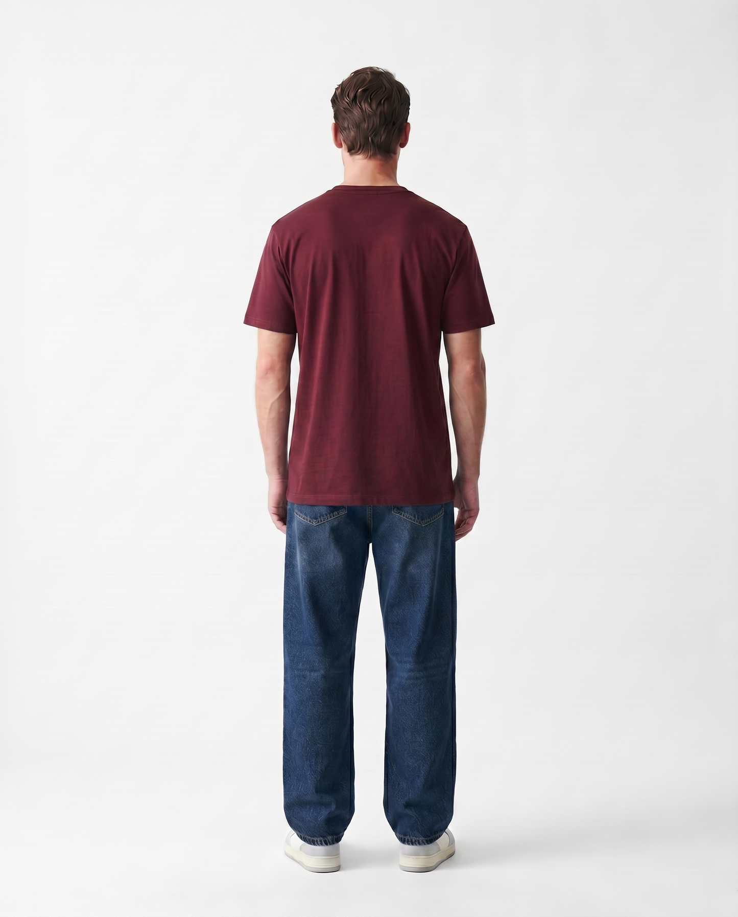 LoomX burgundy regular fit unisex tee back model view
