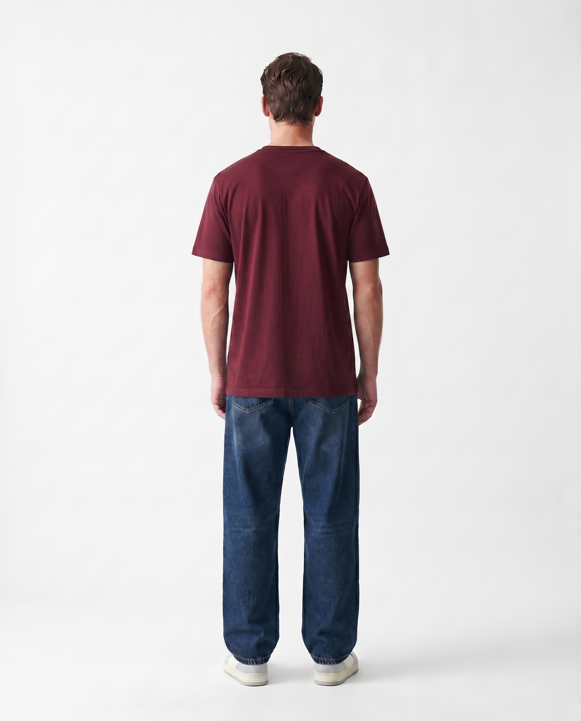 LoomX burgundy regular fit unisex tee back model view