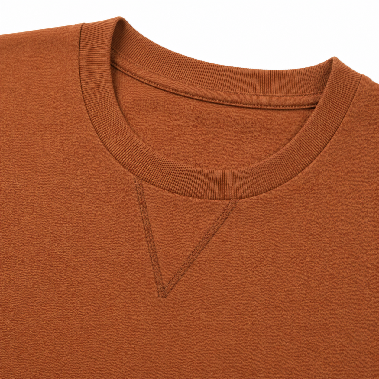 LoomX burnt orange regular fit unisex tee close up view