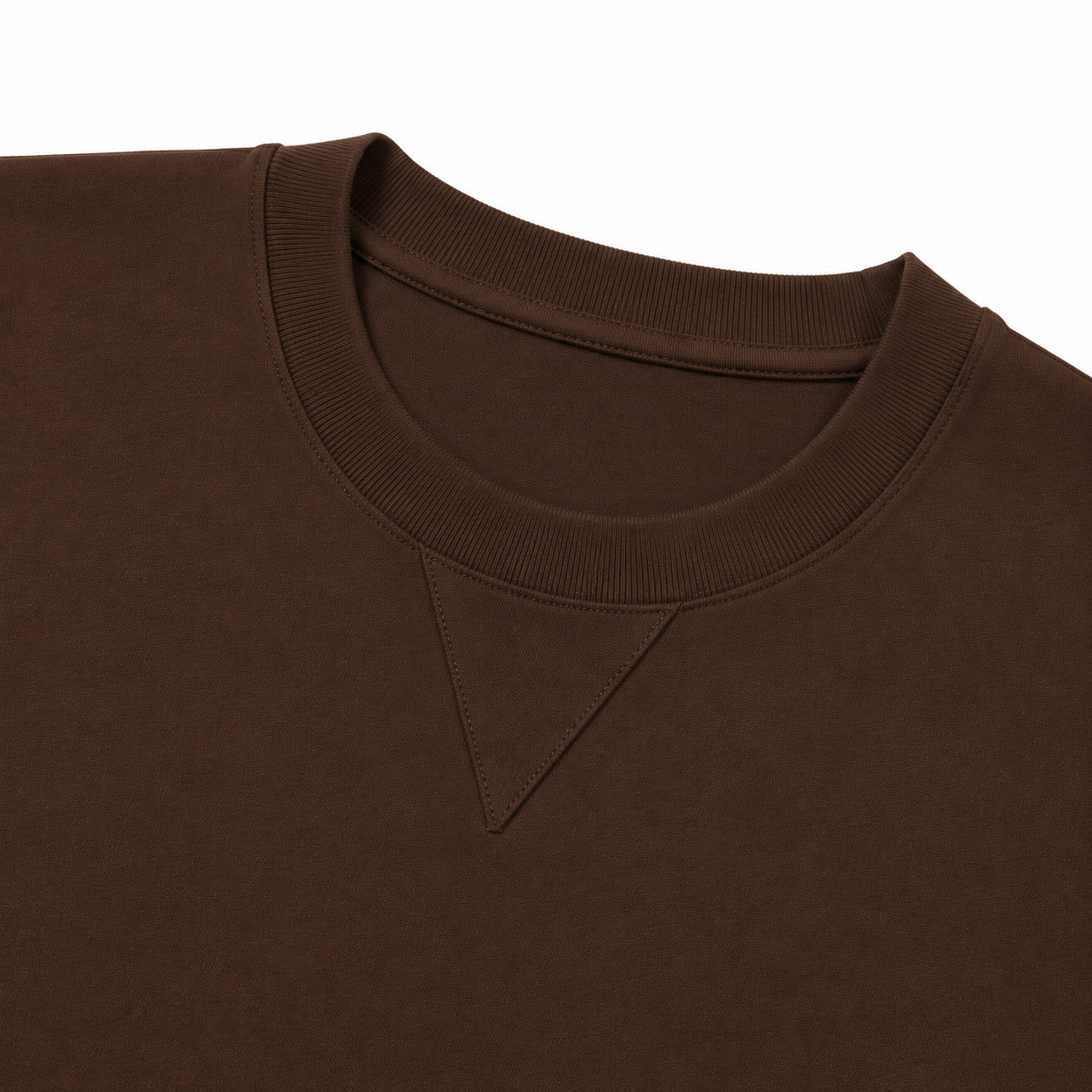 LoomX cocoa brown regular fit unisex tee close up view