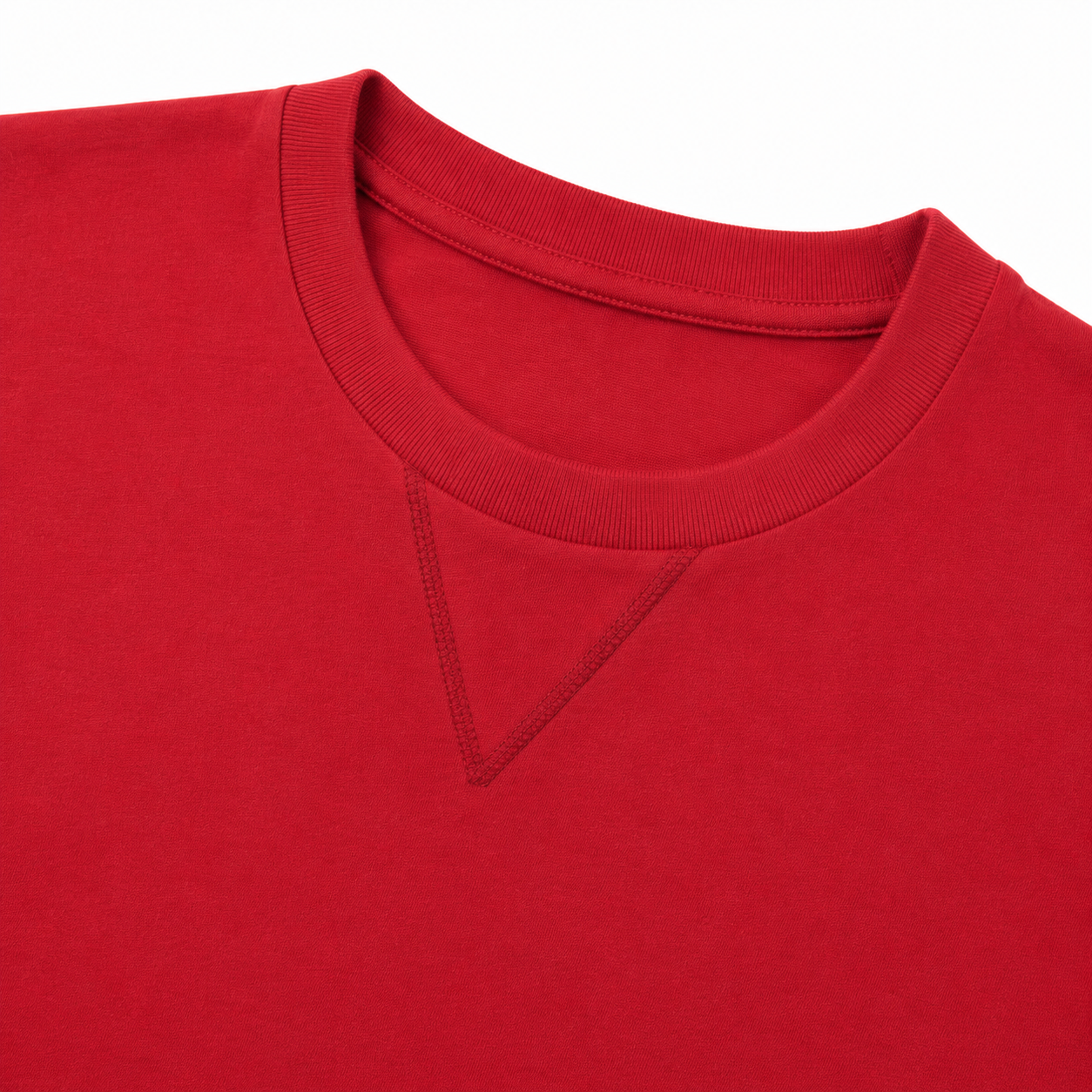 LoomX crimson red regular fit unisex tee close up view