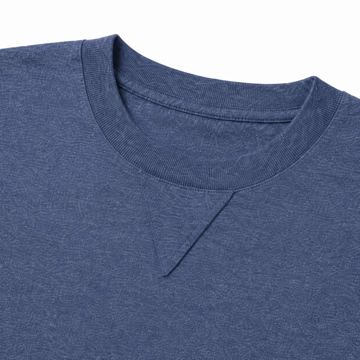LoomX denim blue regular fit unisex tee close up view