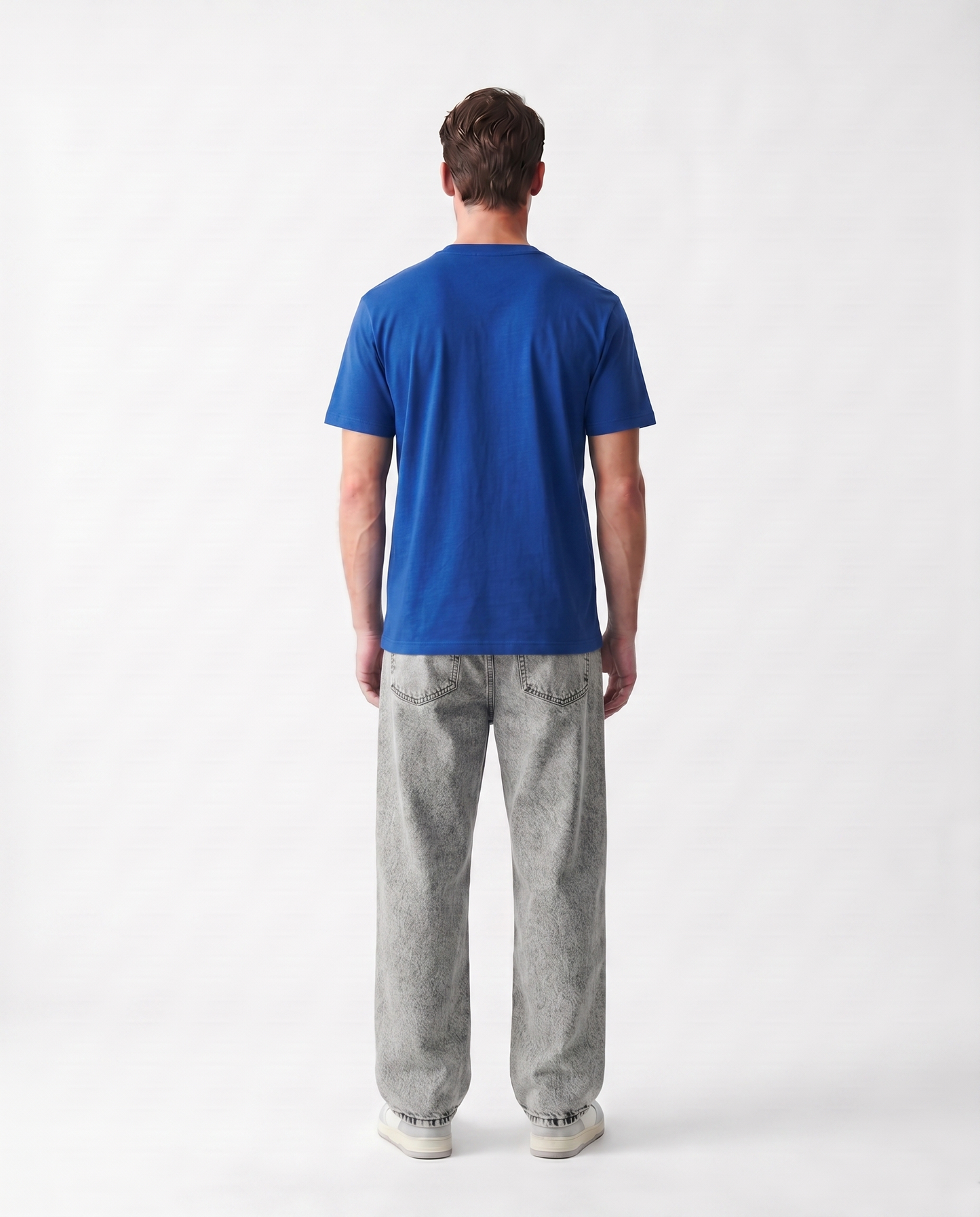 LoomX electric blue regular fit unisex tee back model view