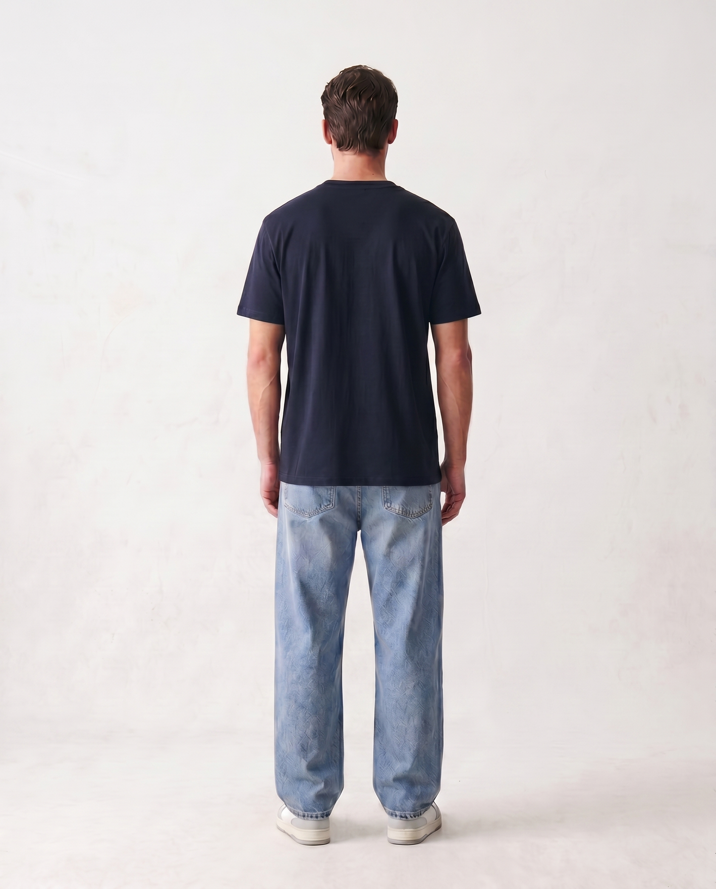 LoomX midnight navy regular fit unisex tee back model view