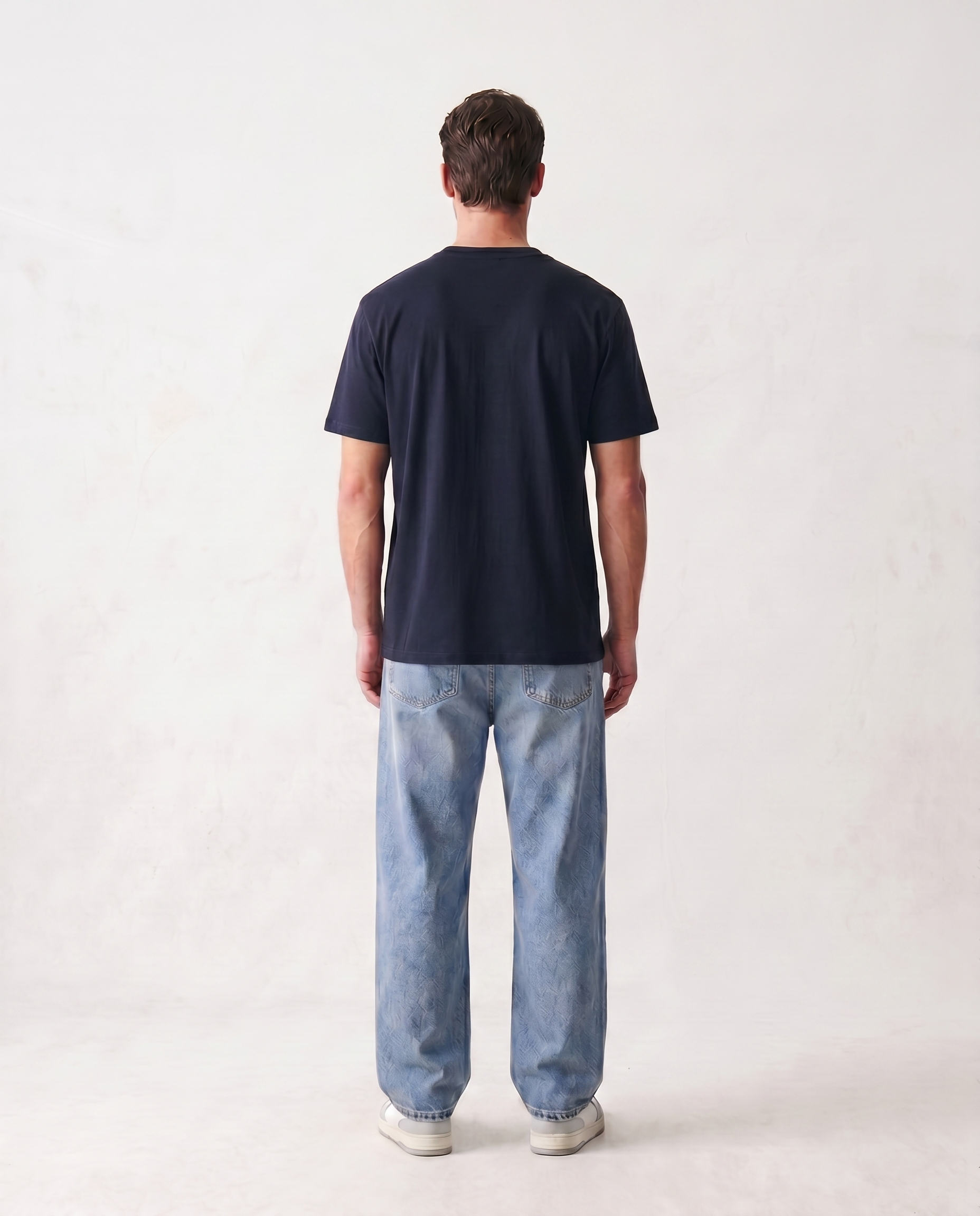 LoomX midnight navy regular fit unisex tee back model view