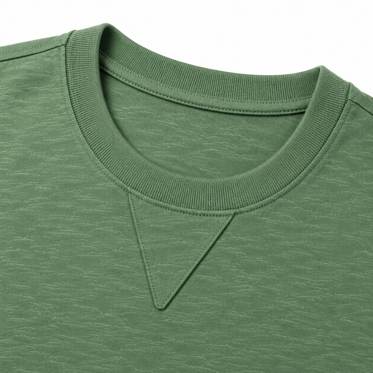 LoomX olive HTR regular fit unisex tee close up view