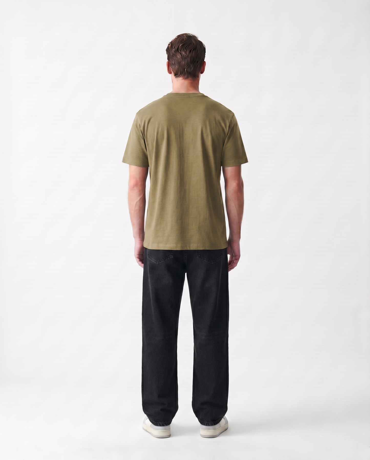 LoomX sand beige regular fit unisex tee back model view