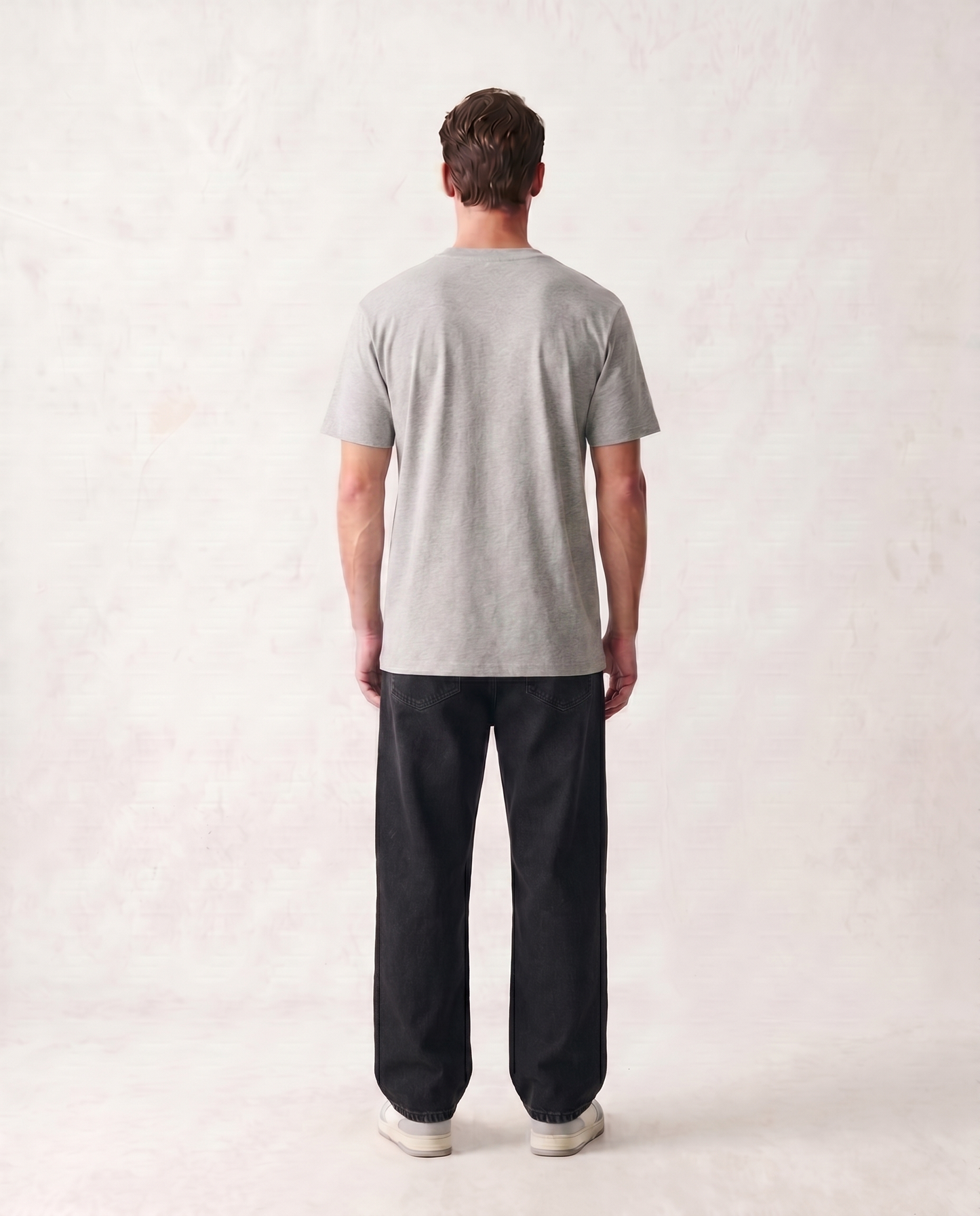 LoomX stone grey regular fit unisex tee back model view