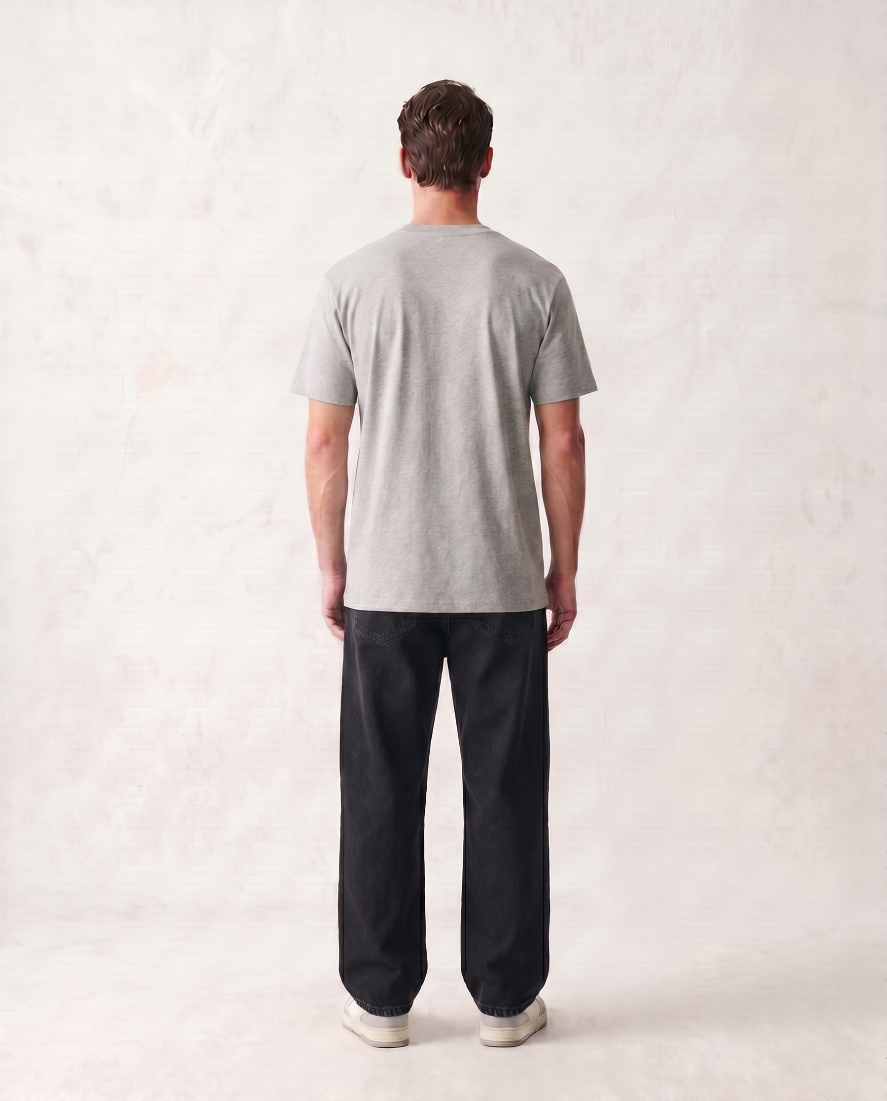 LoomX stone grey regular fit unisex tee back model view