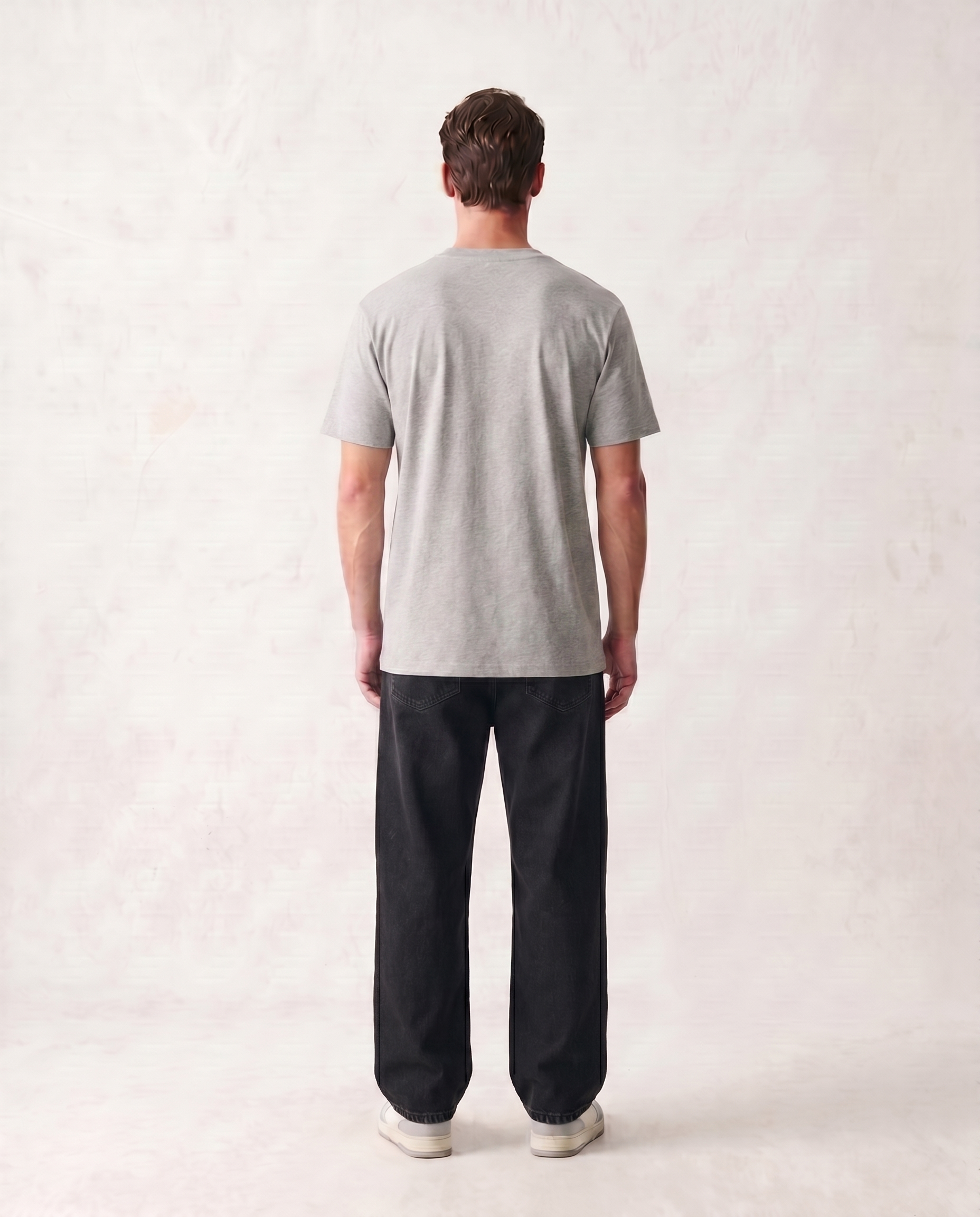LoomX stone grey regular fit unisex tee back model view