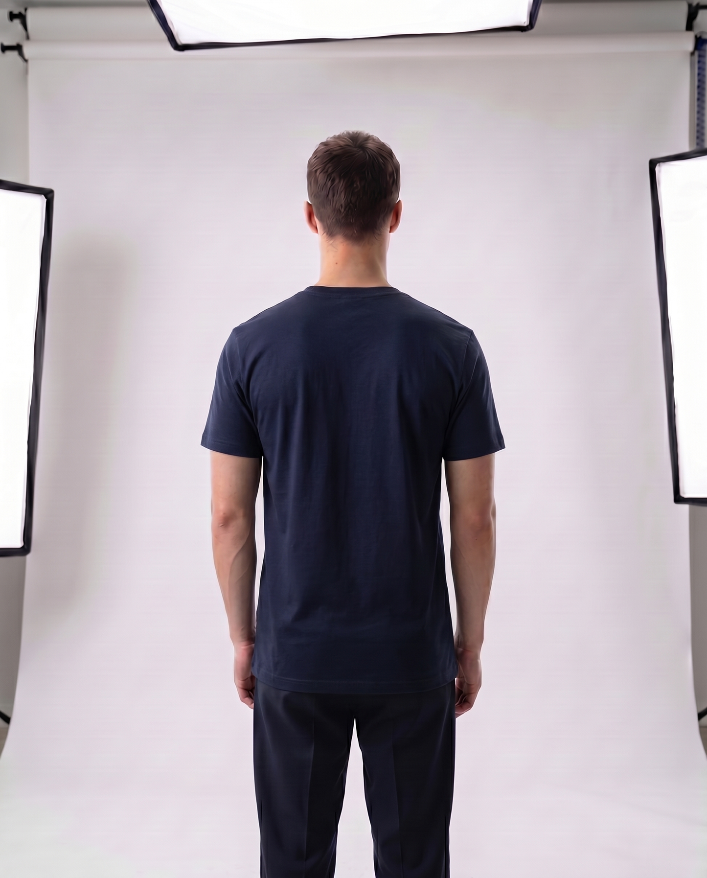 Midnight Navy Regular Fit Essential Tee Back Model View