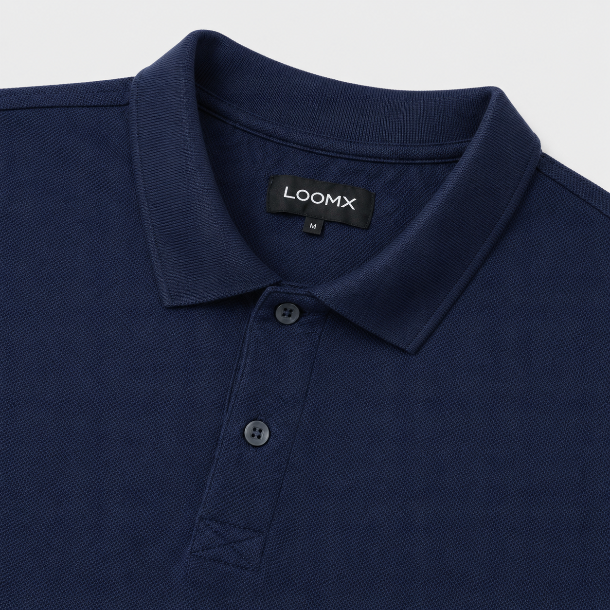 Navy Jhonny Collar Polo Tee Front Closeup View