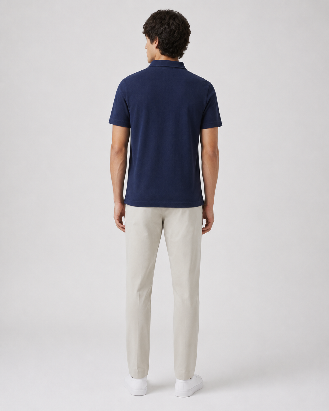 Navy Jhonny Collar Polo Tee Model Back View