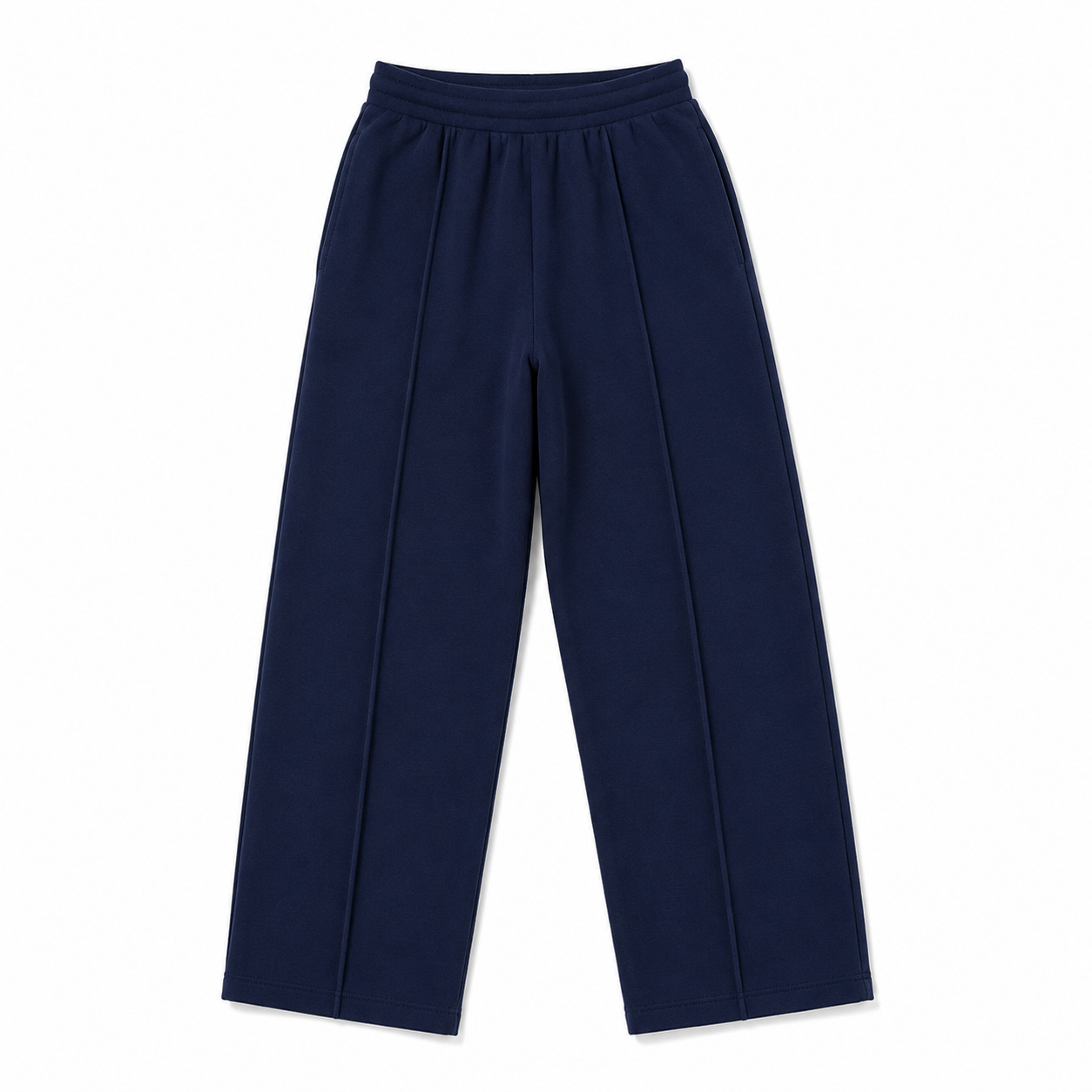 Navy Pleated Baggy Trouser Front View