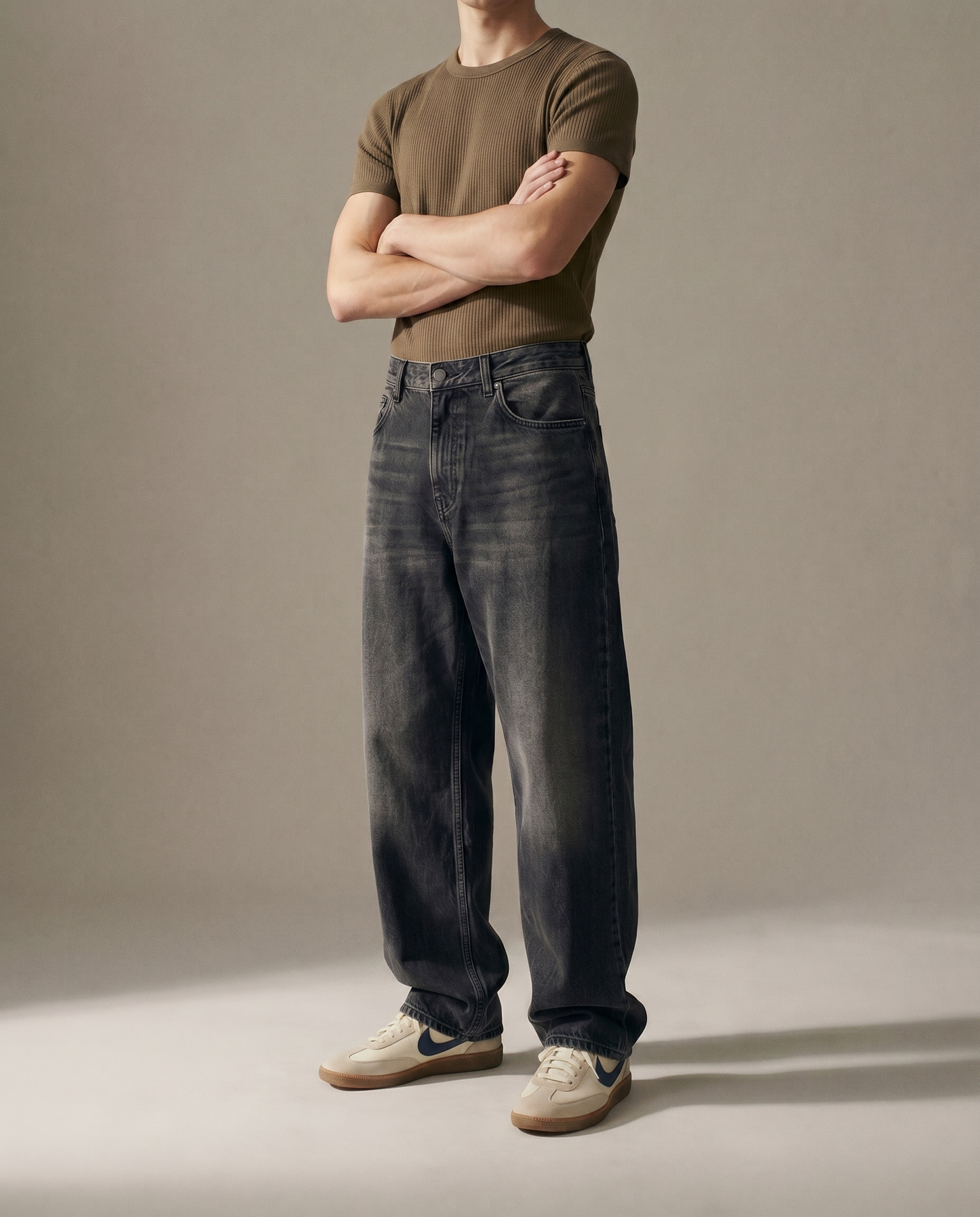 Obsidian Fade Loose Fit Denim Front Model View