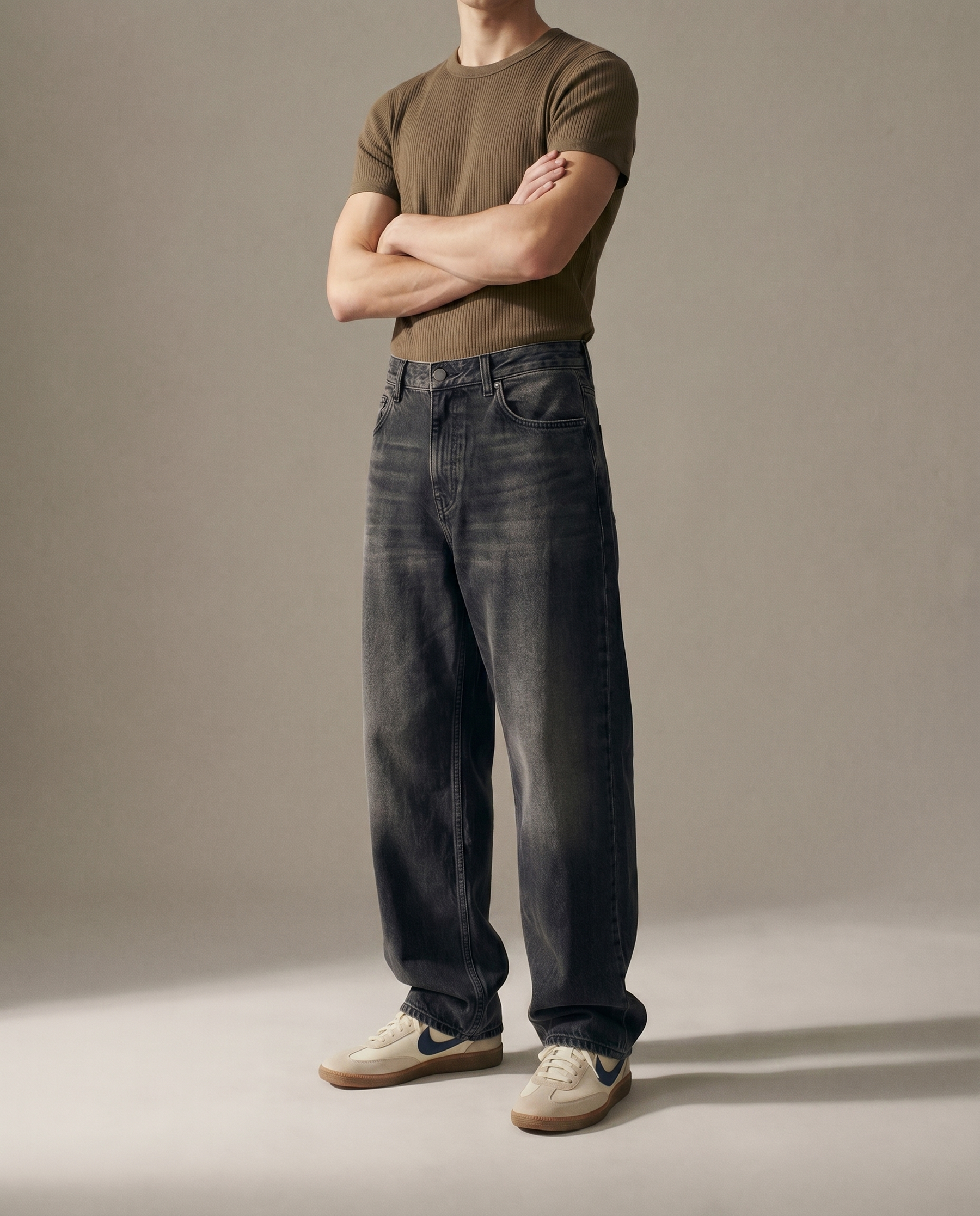 Obsidian Fade Loose Fit Denim Front Model View
