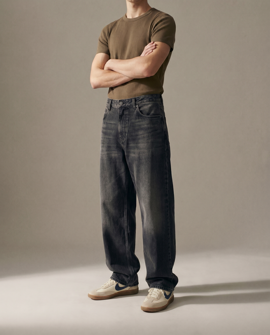 Obsidian Fade Loose Fit Denim Front Model View