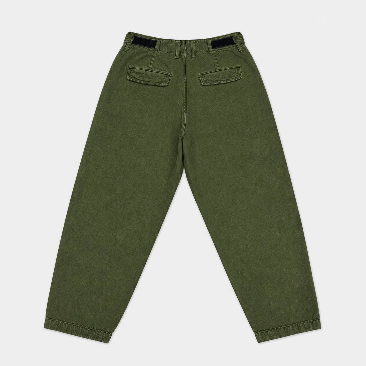 Olive Barrel Baggy Denim Back View
