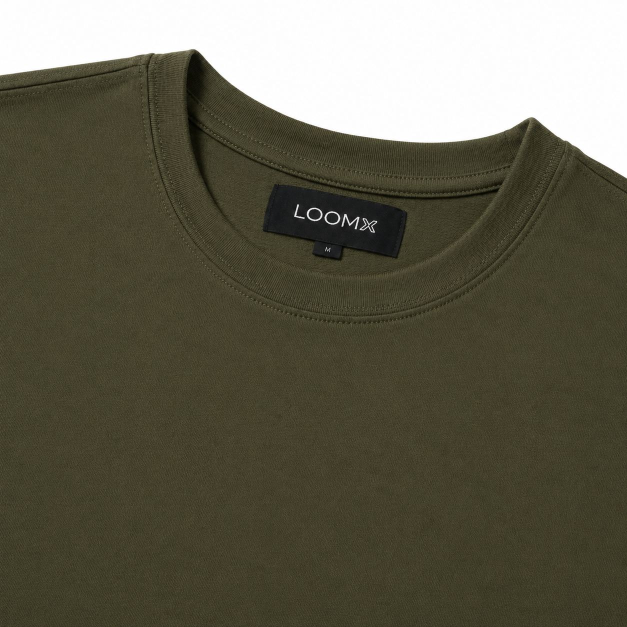 Olive Green Regular Fit Essential Tee Front Close Up View