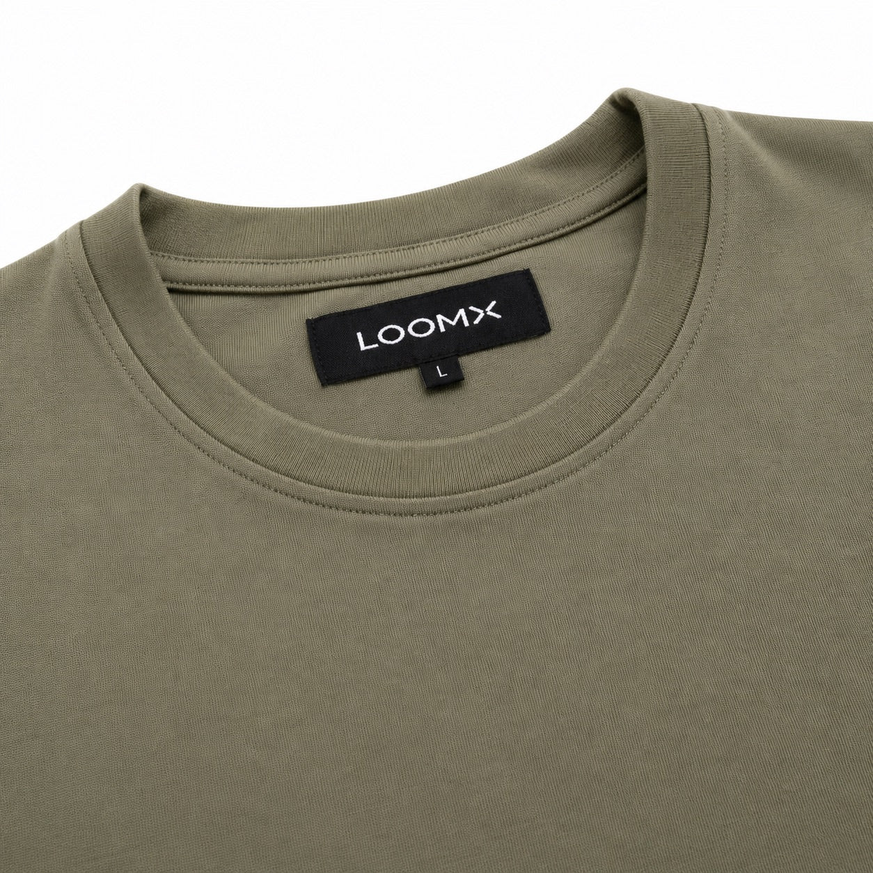 Olive Mist Oversized Drop Shoulder Tee Front Close Up View