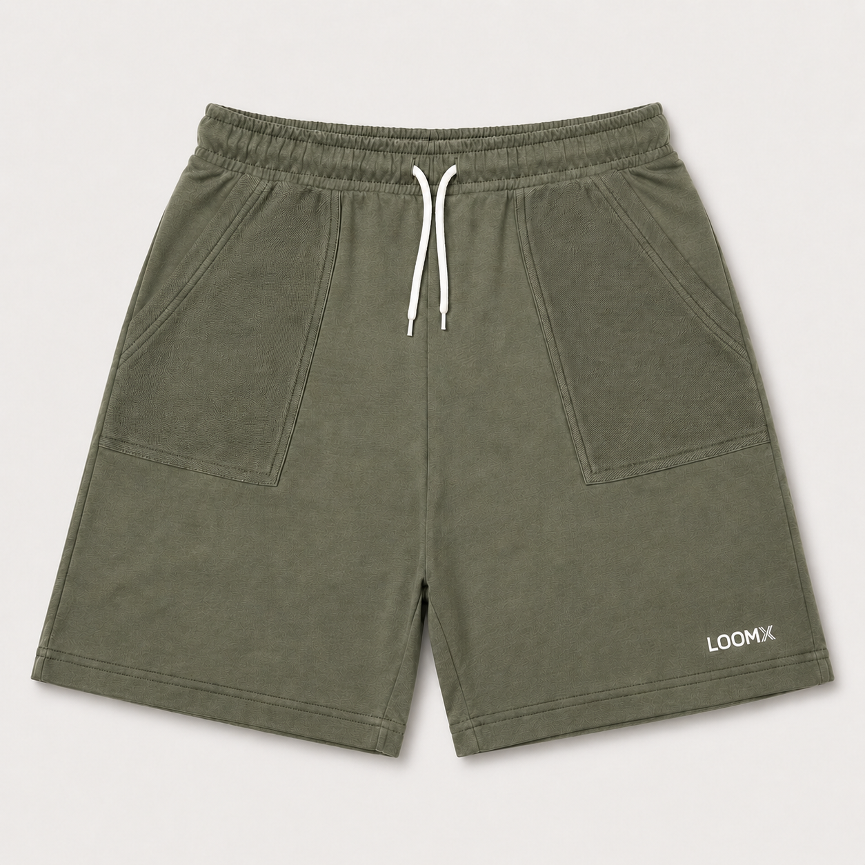 Olive Utility Pocket Shorts Front View
